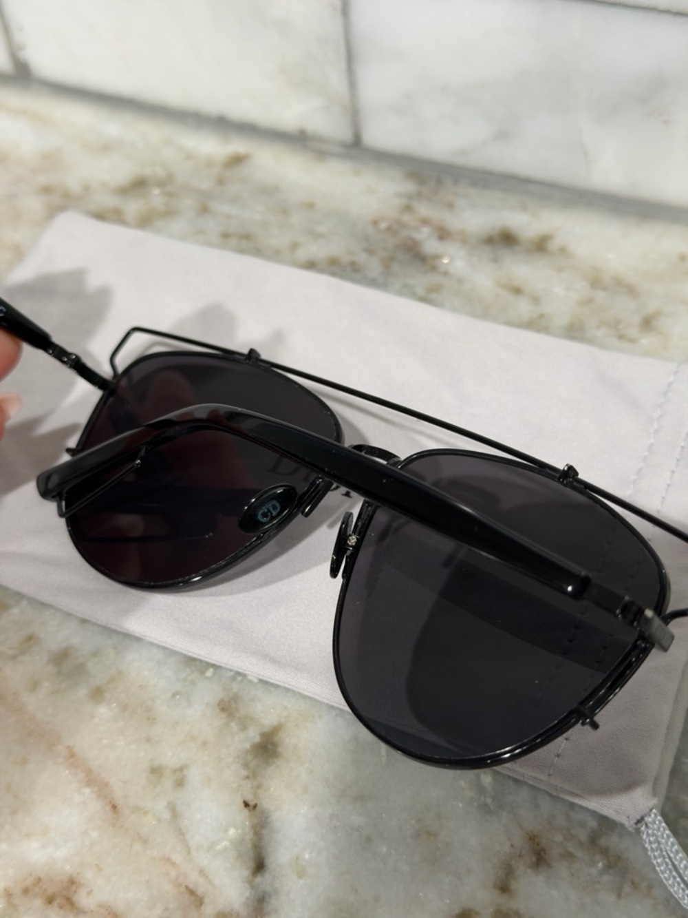 Dior Black Metal Double-Bridge Aviator Sunglasses - Picture 5 of 8